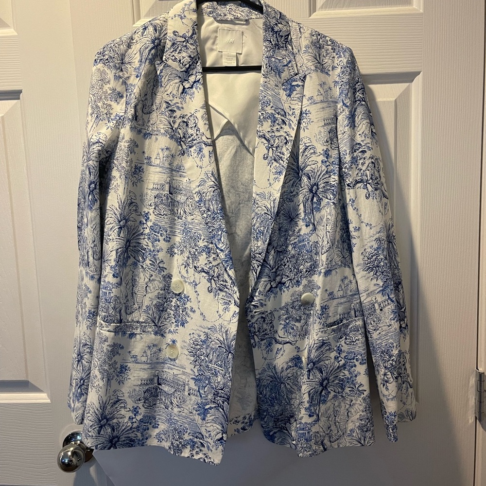 H&M Blue Printed Blazer
